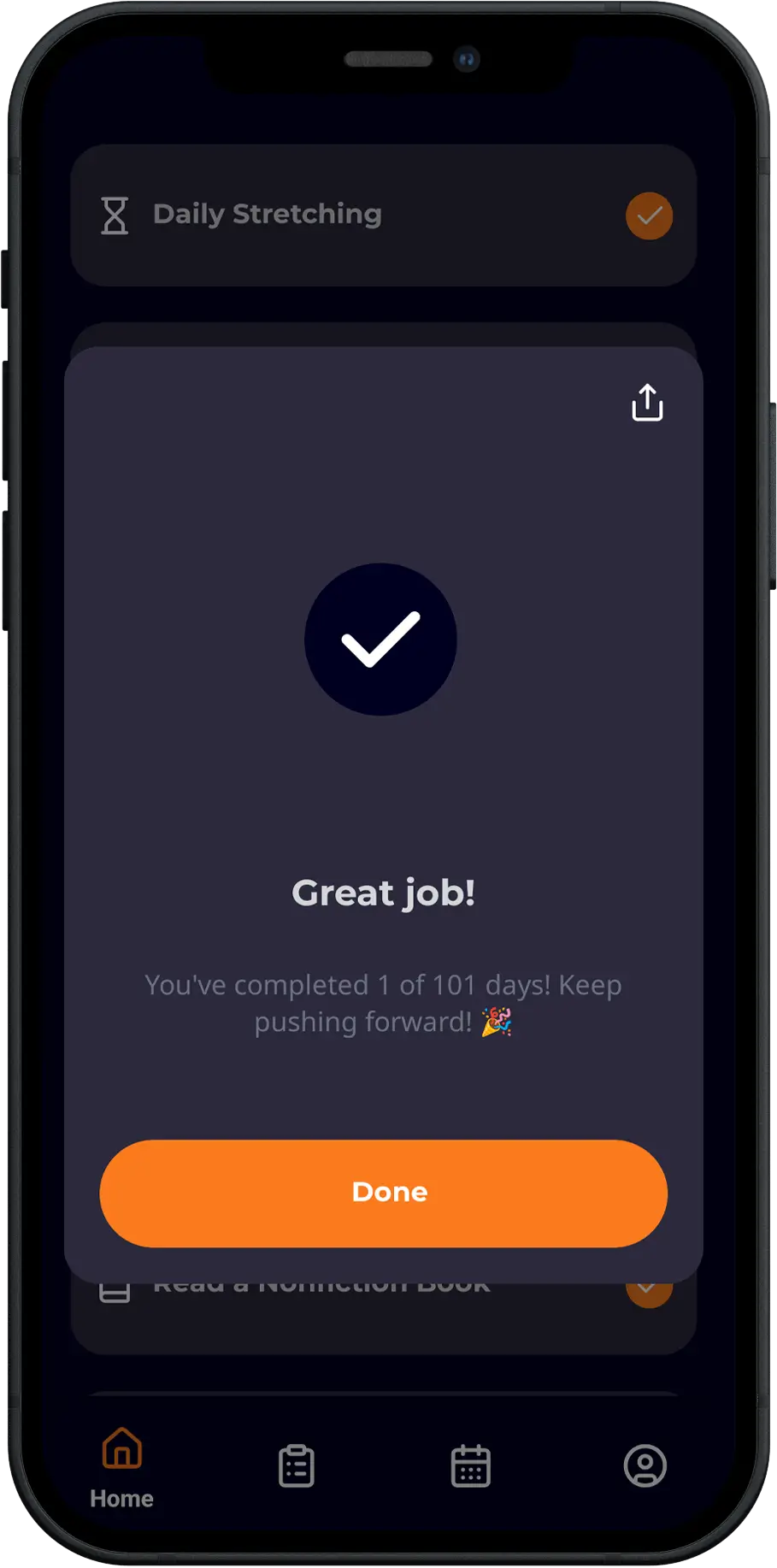 Achievement unlocked in Zero Comfort app