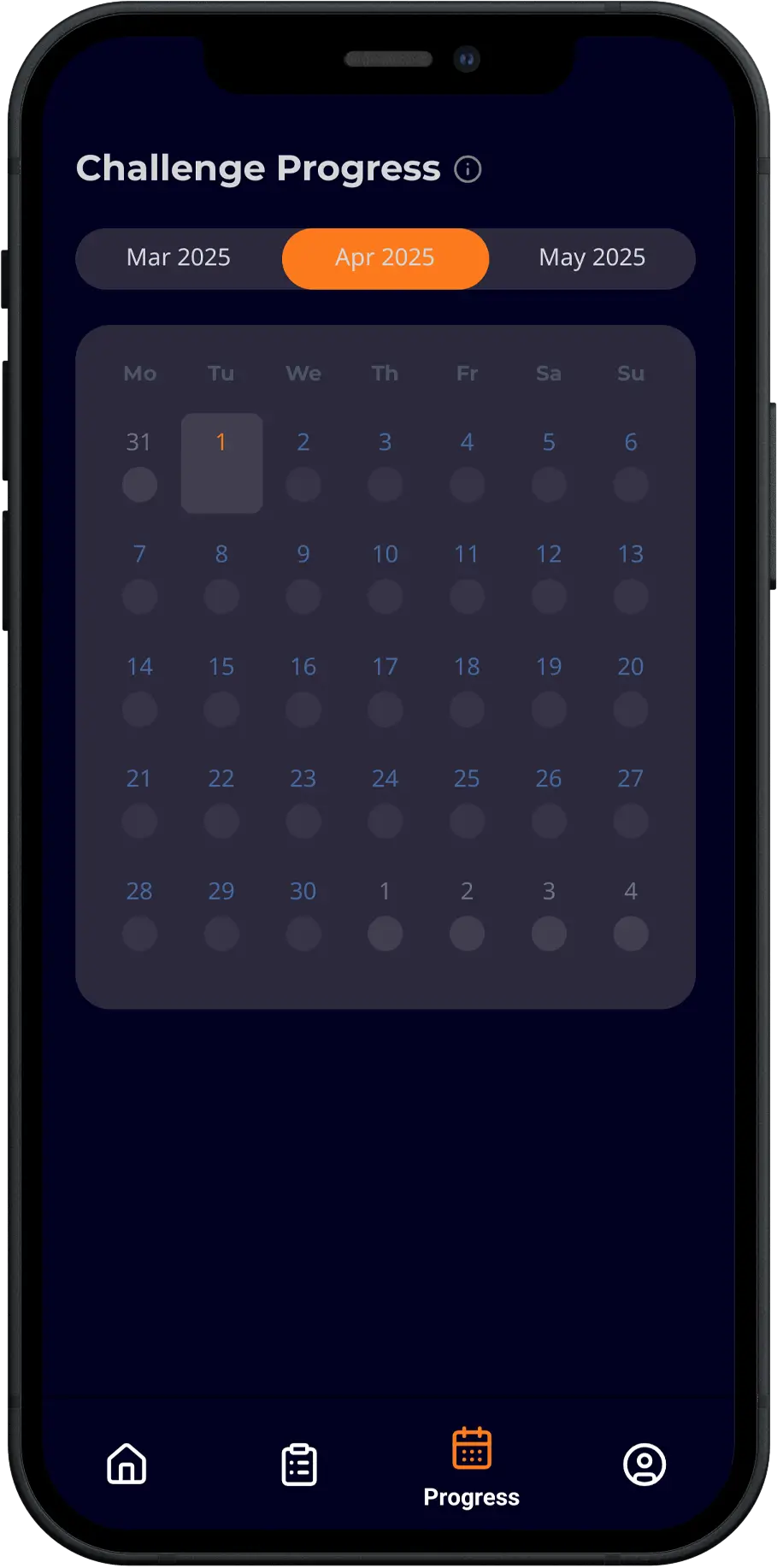 Progress tracking in Zero Comfort app